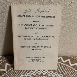 VTG 1964 Railway Agreements Memorandum Booklet Colorado & Wyoming